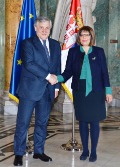 31. januar 2018. Predsednica Narodne skupštine Maja Gojković sa predsednikom Evropskog parlamenta Antoniom Tajanijem